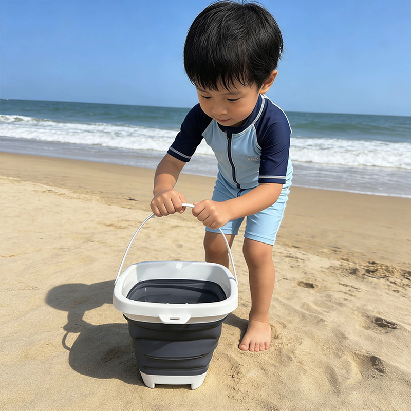 Kids Outdoor Mud Kitchen - Secchiello da Spiaggia Portatile Pieghevole, Accessorio