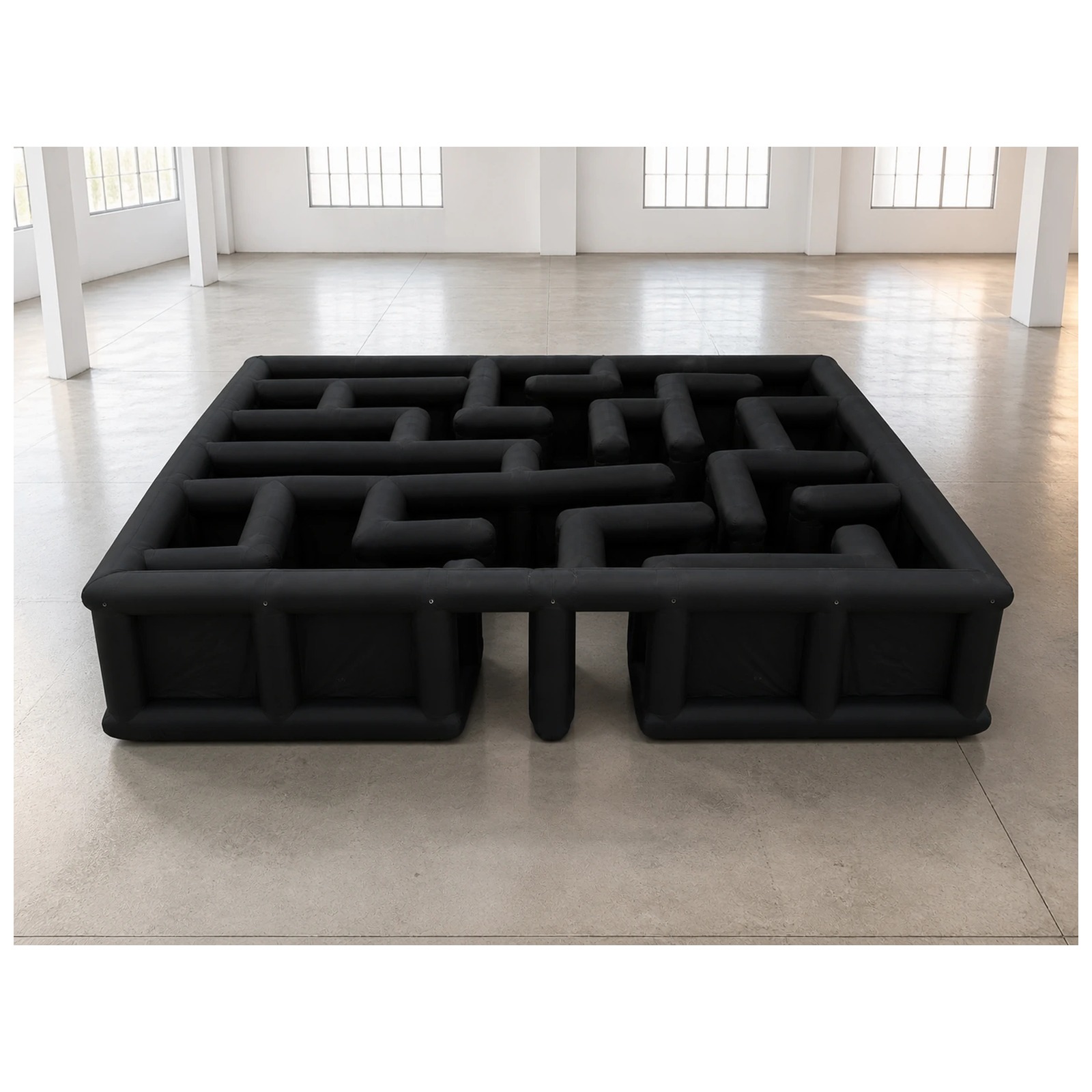 Kids Outdoor Party Venue - Grande Labirinto Gonfiabile Quadrato Nero Aperto