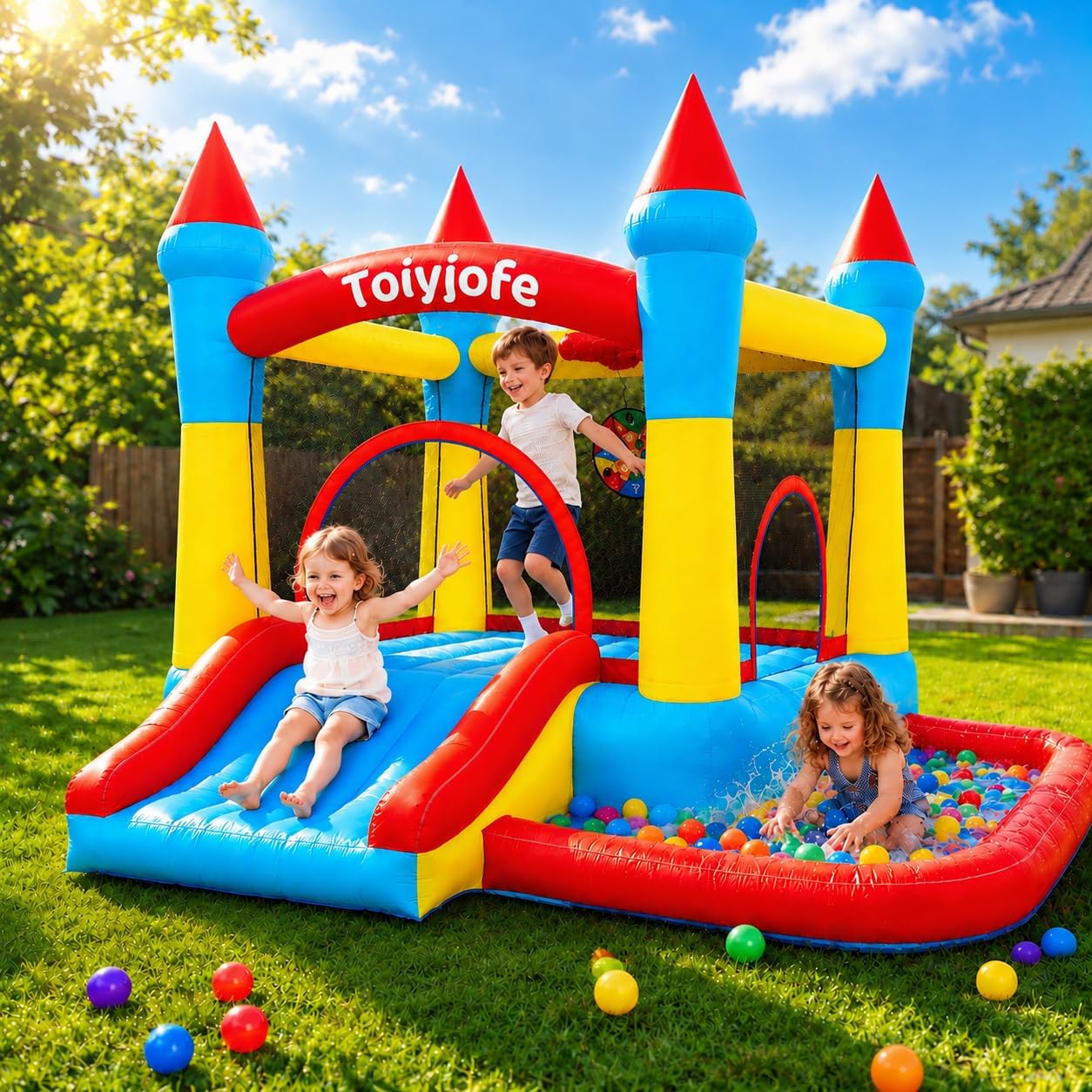 Kids Outdoor Jump House - Castello Gonfiabile per Bambini 3-6 Anni,