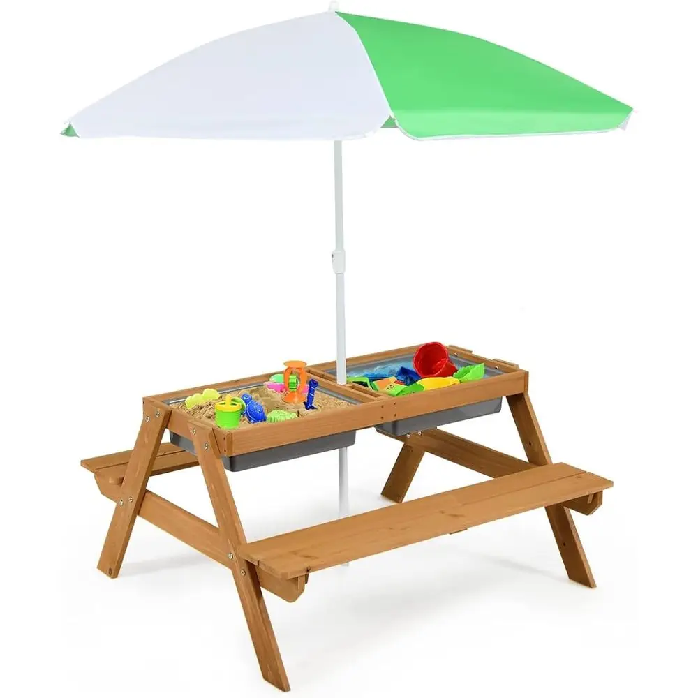Kids Outdoor Water Table - Tavolo da Picnic 4-in-1 in Legno