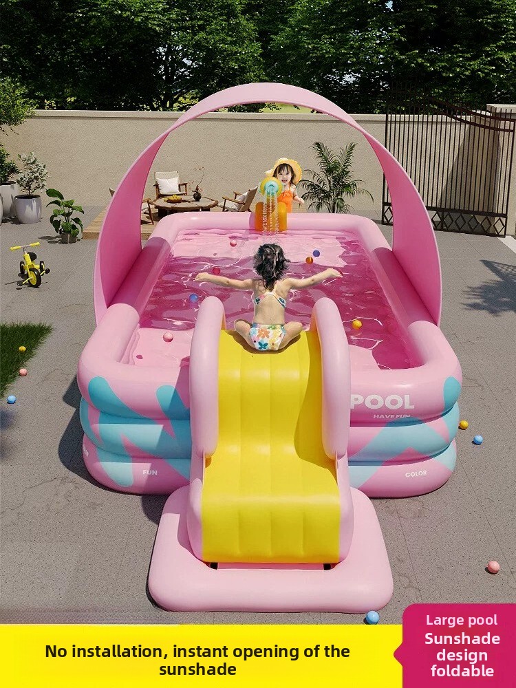 Kids Outdoor Water - Piscina Gonfiabile con Parasole e Scivolo,