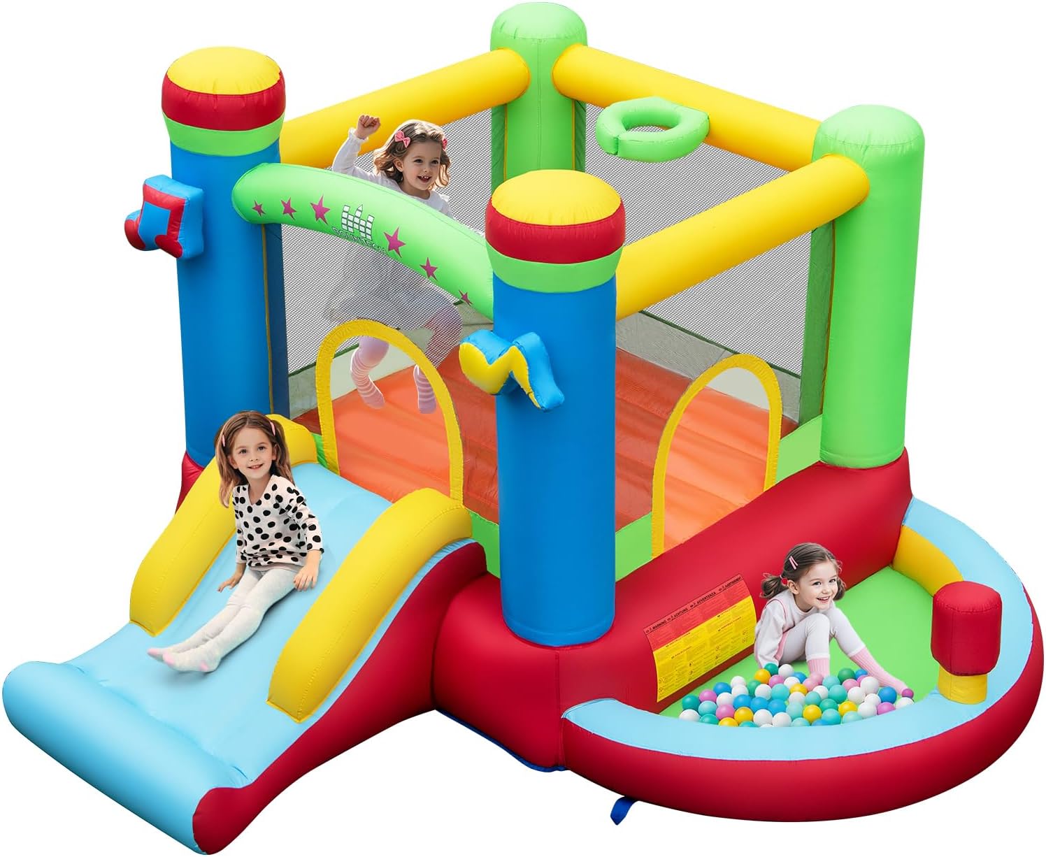 Kids Outdoor Jump House - Casa Gonfiabile con Piscina di Palline,