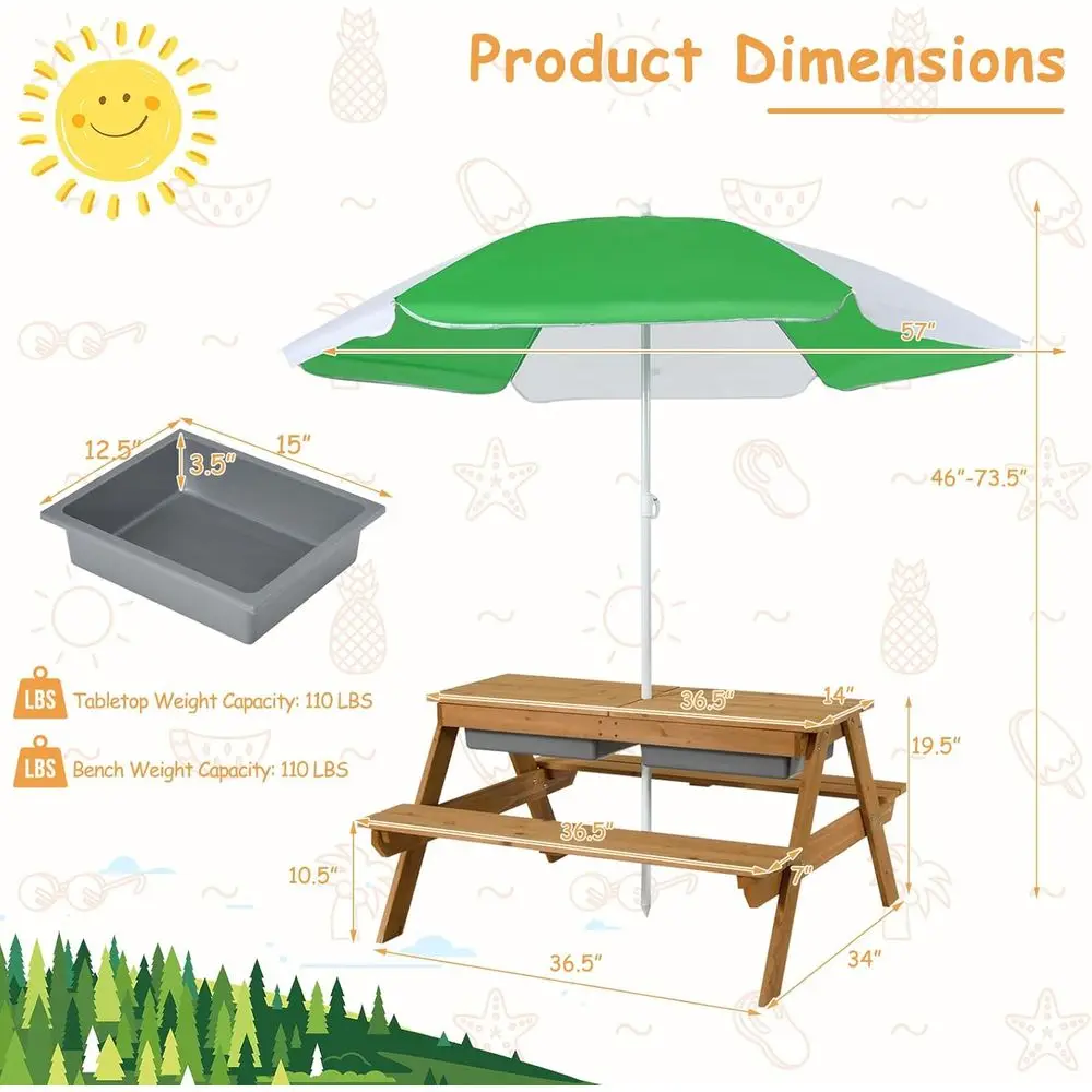Tavolo da Picnic 4-in-1 in Leg - Kids Outdoor Water Table recensione e prezzo
